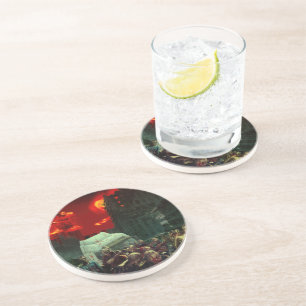 SlipperyJoe's apocalyptic Halloween scene large gr Coaster