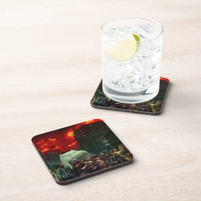 SlipperyJoe's apocalyptic Halloween scene large gr Coaster (Right Side)