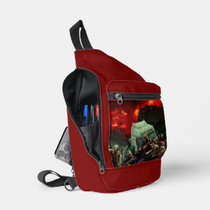 SlipperyJoe's apocalyptic Halloween scene large gr Sling Bag