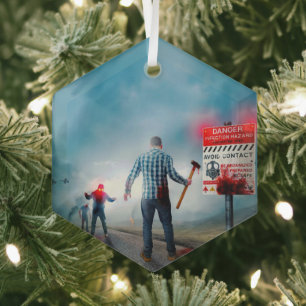 SlipperyJoe's apocalyptic infection hazard Hallowe Glass Tree Decoration