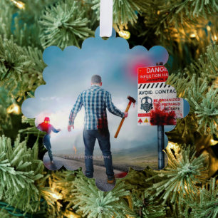 SlipperyJoe's apocalyptic infection hazard Hallowe Tree Decoration Card