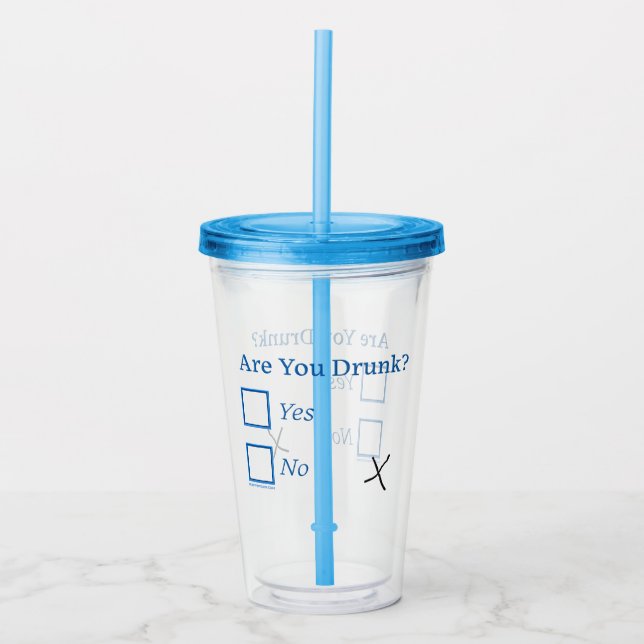 SlipperyJoe's Are You Drunk hammered check boxes c Acrylic Tumbler (Front)