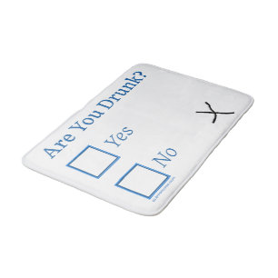 SlipperyJoe's Are You Drunk hammered check boxes c Bath Mat