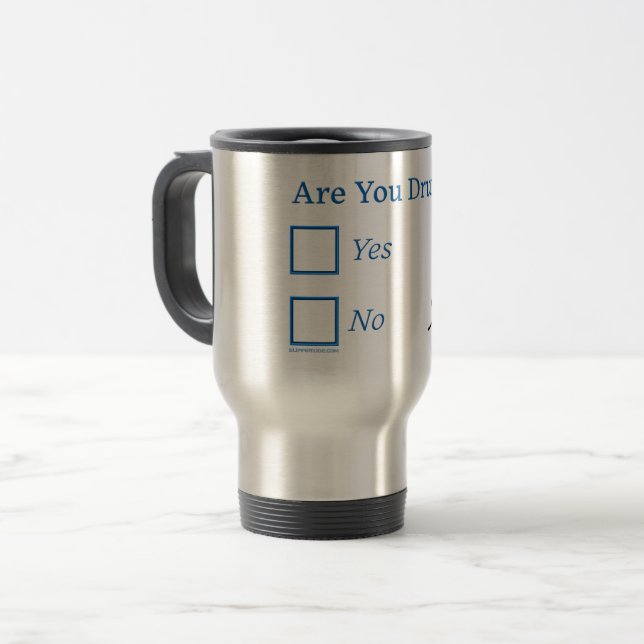 SlipperyJoe's Are You Drunk hammered check boxes c Travel Mug (Front Left)