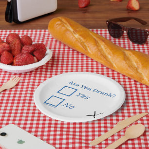 SlipperyJoe's are you drunk humourous slightly sar Paper Plate