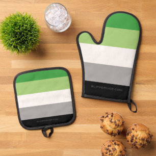 SlipperyJoe's Aromantic Pride Flag gay gifts LGBTQ Oven Mitt & Pot Holder Set
