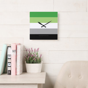 SlipperyJoe's Aromantic Pride Flag gay gifts LGBTQ Square Wall Clock
