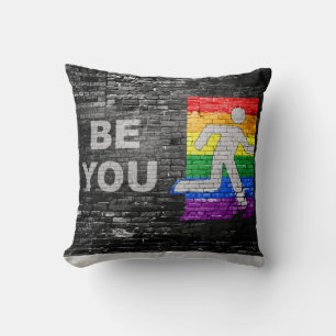 SlipperyJoe's artistic Be You gay pride gifts LGBT Cushion