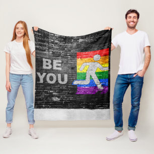SlipperyJoe's artistic Be You gay pride gifts LGBT Fleece Blanket