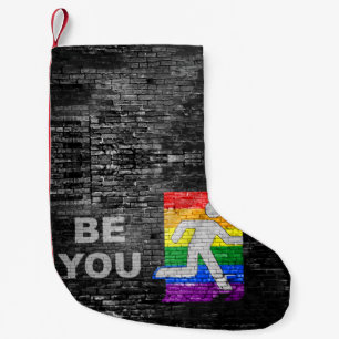 SlipperyJoe's artistic Be You gay pride gifts LGBT Small Christmas Stocking