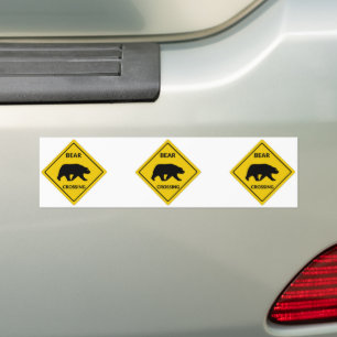 SlipperyJoe's artistic bear crossing sign gay prid Bumper Sticker
