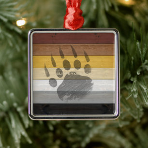 SlipperyJoe's artistic Bear Wood gay gifts Bear Br Metal Tree Decoration
