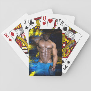 SlipperyJoe's artistic Black Muscular Man gay prid Playing Cards
