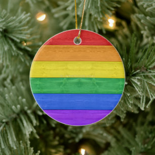 SlipperyJoe's artistic gay pride gifts LGBTQIA woo Ceramic Tree Decoration