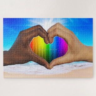 SlipperyJoe's artistic Hearted hands gay pride gif Jigsaw Puzzle