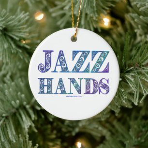 SlipperyJoe's artistic Jazz Hands vibrant colours  Ceramic Tree Decoration