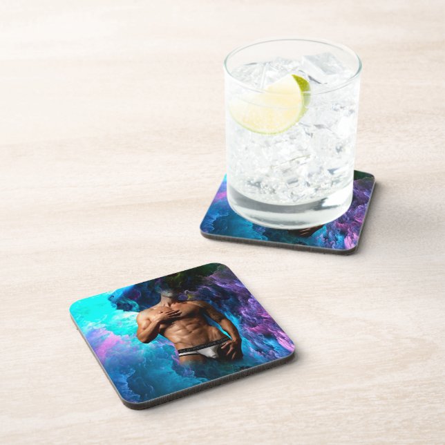 SlipperyJoe's artistic Man underwear bulge gay pri Coaster (Right Side)