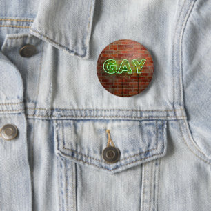 SlipperyJoe's artistic neon green Gay Sign gay gif 6 Cm Round Badge
