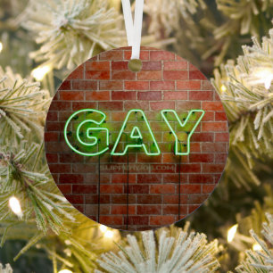 SlipperyJoe's artistic neon green Gay Sign gay gif Metal Tree Decoration