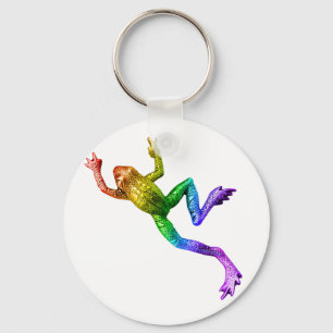 SlipperyJoe's artistic Pride Frog crawling gay gif Key Ring