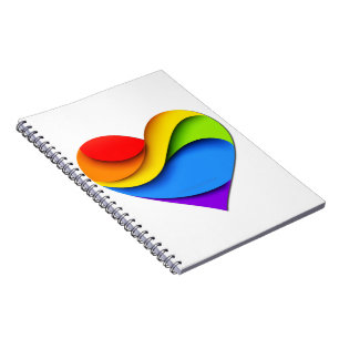 SlipperyJoe's artistic Pride Heart Curves gay gift Notebook