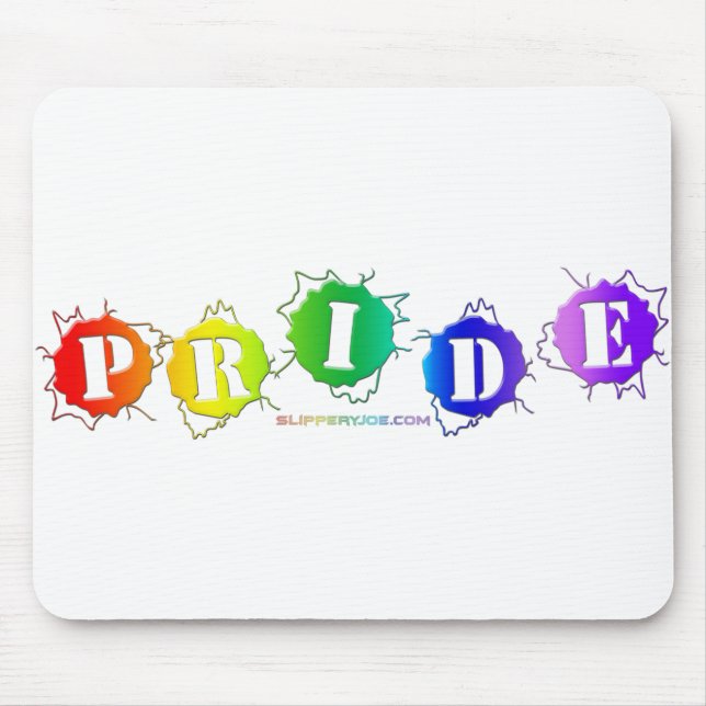 SlipperyJoe's artistic Pride Word gay pride flag c Mouse Pad (Front)