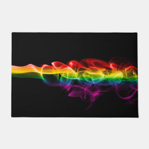 SlipperyJoe's artistic smoke gay pride gifts LGBTQ Doormat