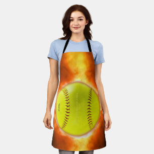 SlipperyJoe's artistic Softball on fire gay gifts  Apron