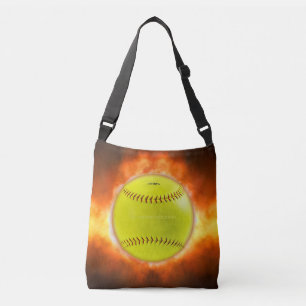 SlipperyJoe's artistic Softball on fire gay gifts  Crossbody Bag