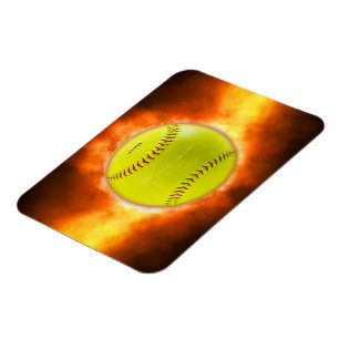 SlipperyJoe's artistic Softball on fire gay gifts Magnet
