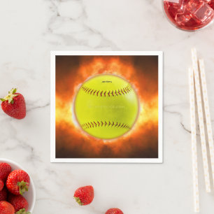 SlipperyJoe's artistic Softball on fire gay gifts Napkin