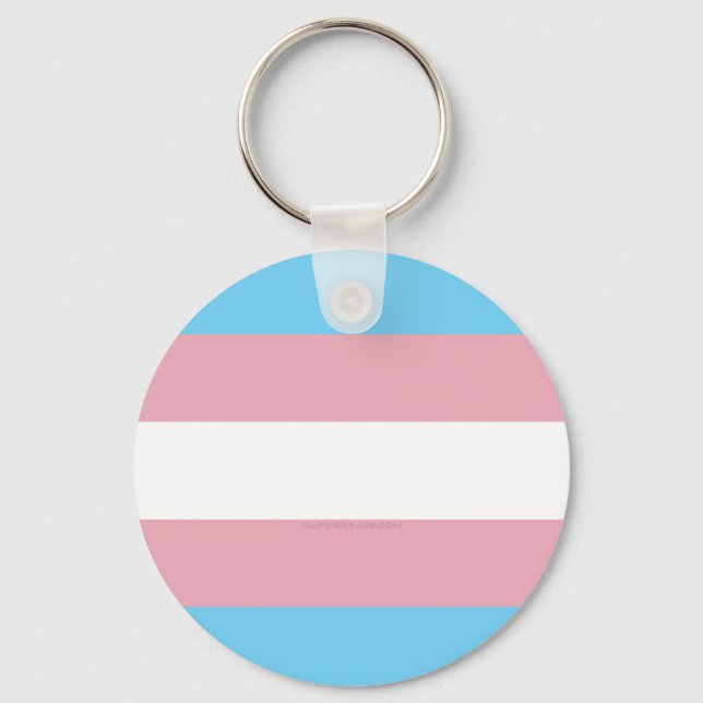 SlipperyJoe's artistic Transgender Pride flag gift Key Ring (Front)