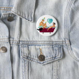 SlipperyJoe's artistic two gay men bathtub gay pri 6 Cm Round Badge