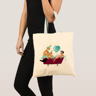 SlipperyJoe's artistic two gay men bathtub gay pri Tote Bag