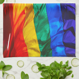SlipperyJoe's artistic Wave Gay Pride Flag gifts L Tea Towel