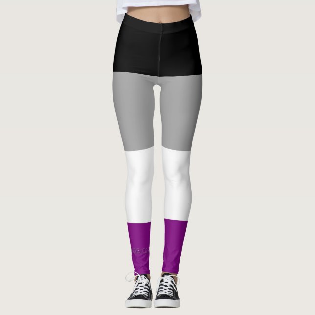 SlipperyJoe's asexual pride flag emphasizing inclu Leggings (Front)
