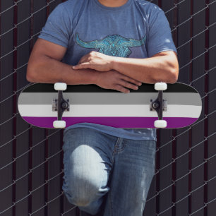 SlipperyJoe's asexual pride flag emphasizing inclu Skateboard