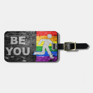 SlipperyJoe's Be You black brick wall walking figu Luggage Tag