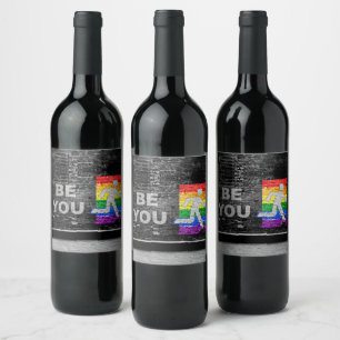 SlipperyJoe's Be You black brick wall walking figu Wine Label