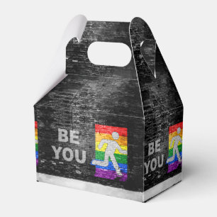 SlipperyJoe's Be You brick wall stick figure rainb Favour Box