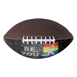 SlipperyJoe's Be You brick wall stick figure rainb Football