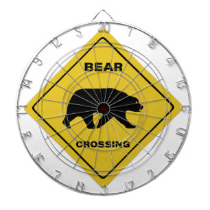 SlipperyJoe's bear crossing sign bear silhouette w Dartboard