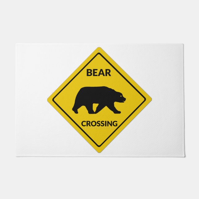SlipperyJoe's bear crossing sign bear silhouette w Doormat (Front)