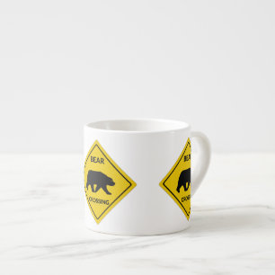 SlipperyJoe's bear crossing sign bear silhouette w Espresso Cup