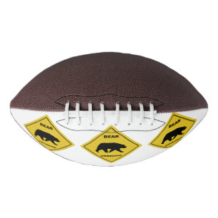 SlipperyJoe's bear crossing sign bear silhouette w Football