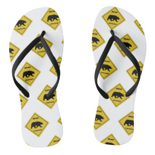 SlipperyJoe's bear crossing sign bear silhouette w Jandals