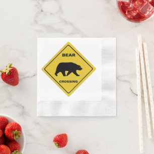 SlipperyJoe's bear crossing sign bear silhouette w Napkin