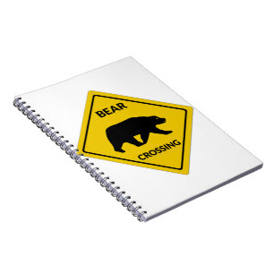 SlipperyJoe's bear crossing sign bear silhouette w Notebook