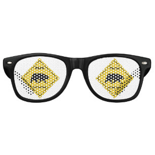SlipperyJoe's bear crossing sign bear silhouette w Retro Sunglasses