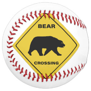 SlipperyJoe's bear crossing sign bear silhouette w Softball